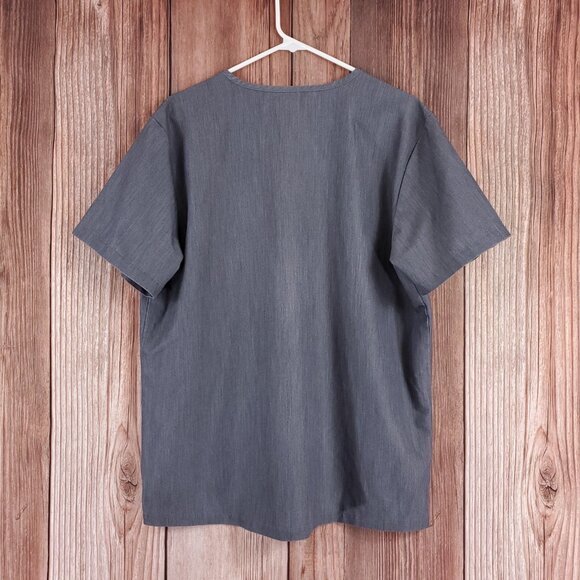 Figs Mens Size Large Leon Two Pocket Scrub Top Gray V-Neck Shirt FM1500 PO 1659 - Picture 2 of 12
